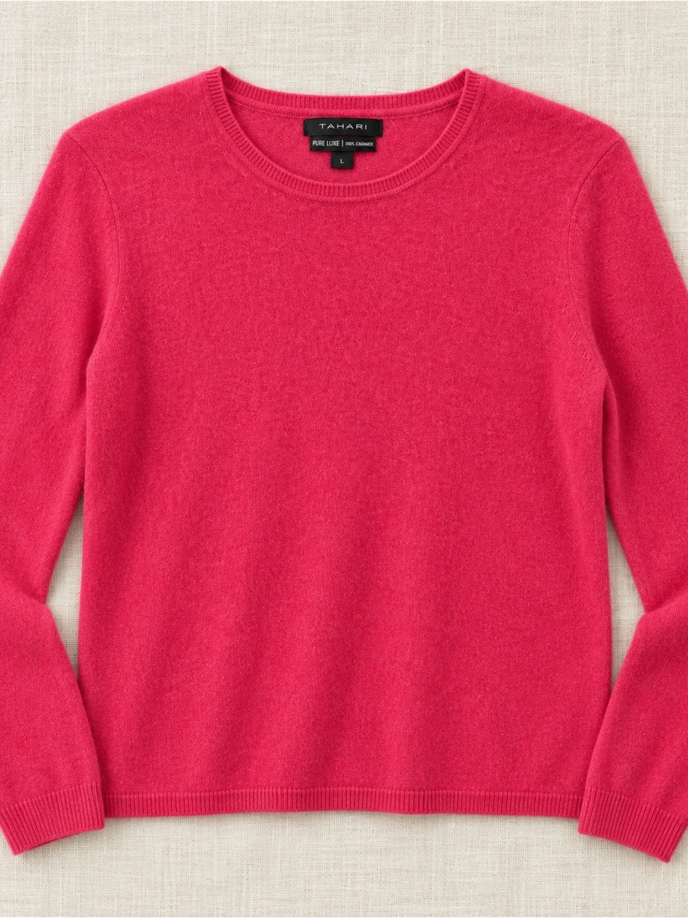 Tahari Crewneck Sweater in Bright Pink